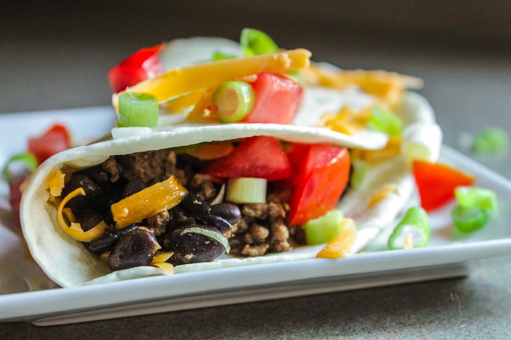 beef and bean tacos