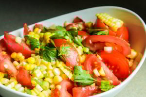 Corn and Tomato Salad with Lime Vinaigrette I LisaGCooks.com