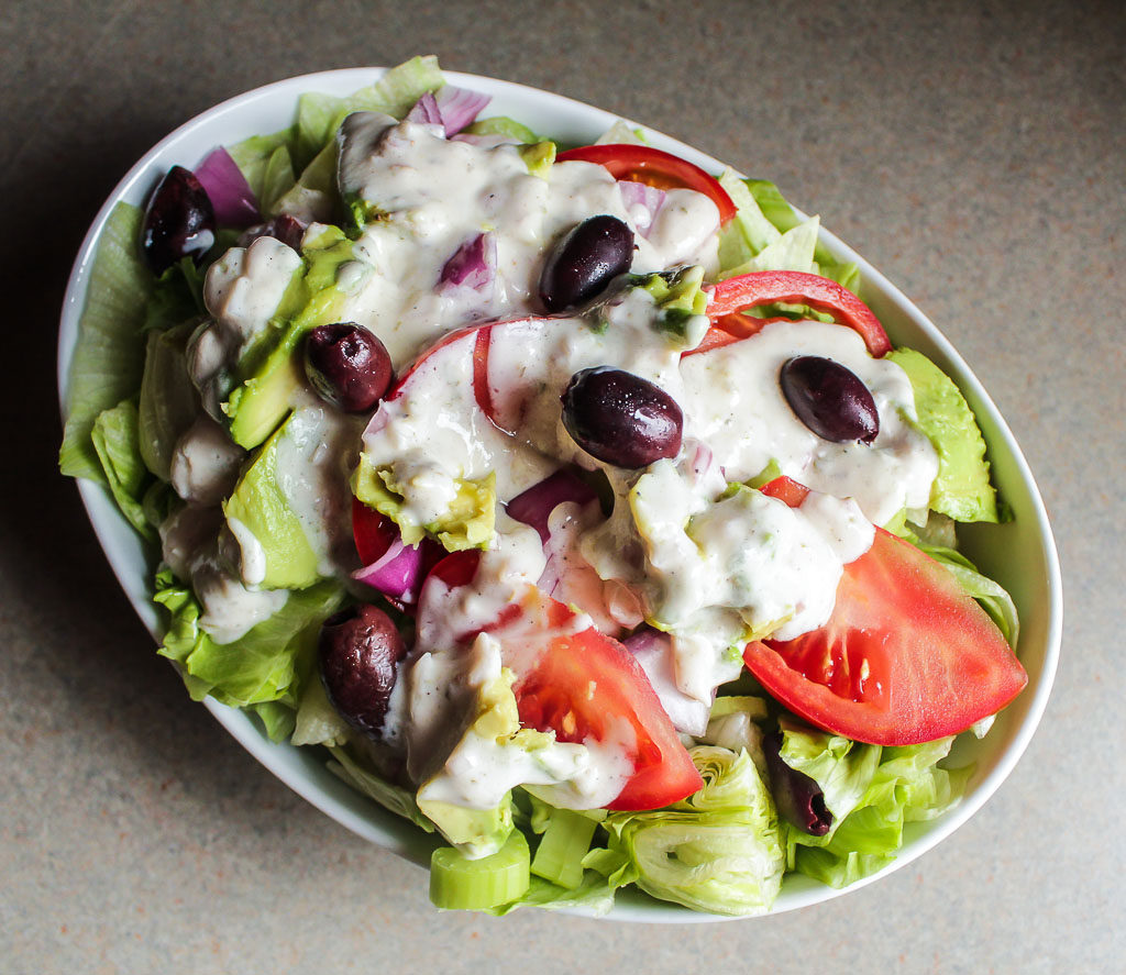 Green Salad with Creamy Greek Dressing and Avocado I LisaGCooks.com