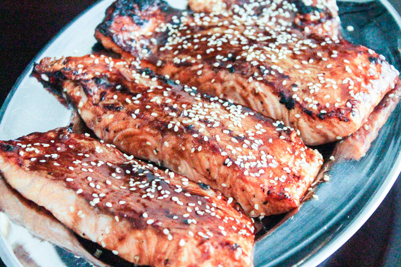 Barbequed Salmon with a Spicy Sesame-Soy Glaze I LisaGCooks.com