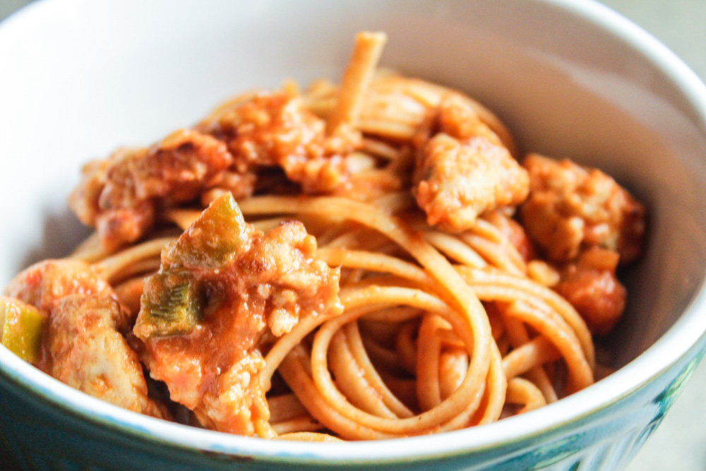 Spicy Linguine with Sausage in a Rose Sauce I LisaGCooks.com