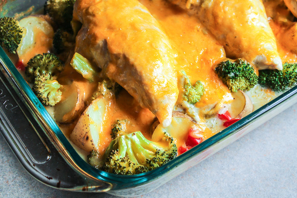 Old-Fashioned Chicken-Vegetable Bake with Cheese I LisaGCooks.com