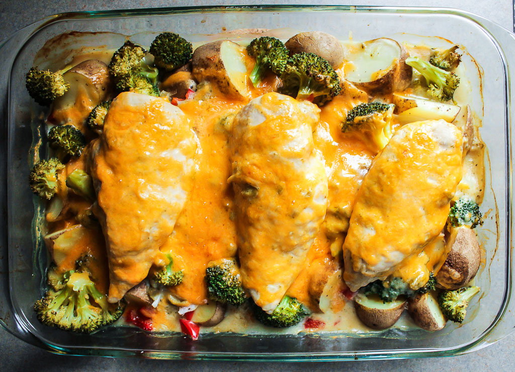 Old-Fashioned Chicken-Vegetable Bake with Cheese I LisaGCooks.com