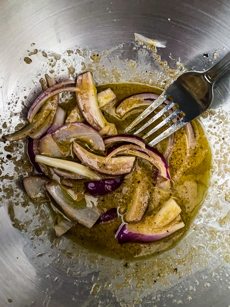 Sweet Onion Infused Dijon Vinaigrette with Spring Fresh Vegetables and Boston Lettuce
