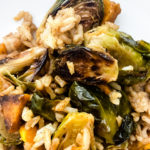 Warm Rice Salad with Spicy Roasted Brussels Sprouts and Butternut Squash I LisaGCooks.com